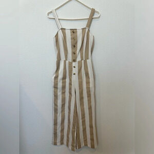 Altar'd State 100% Cotton Jumpsuit, Tan‎ and White Striped, small